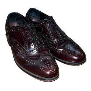 Florsheim wingtip Oxford shoes men’s 8.5 3E wide wine burgundy classic 30300